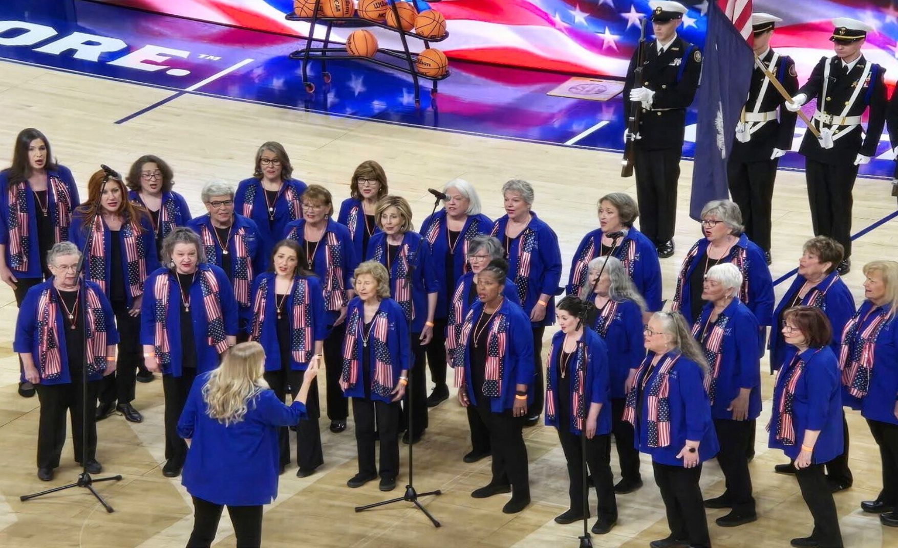Vocal Matrix Chorus performing the national anthem